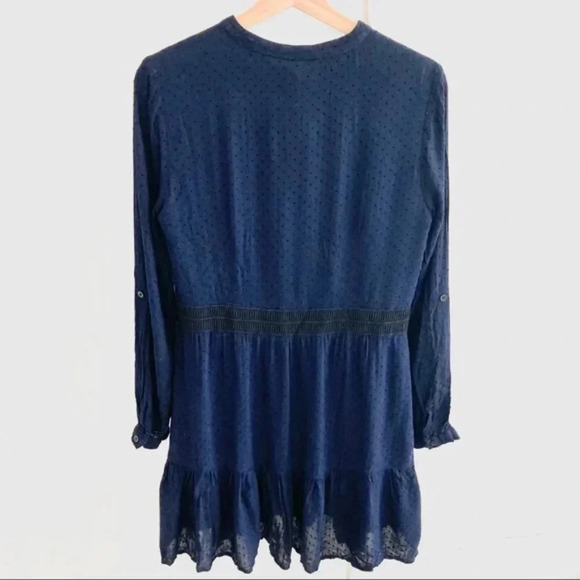 SHOSHANNA Blue Dotted Button Down Peasant Dress - Picture 2 of 6